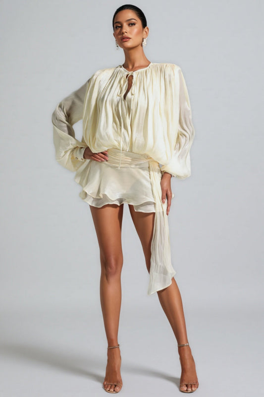 Jessamine Pleated Ruffle Mini Dress