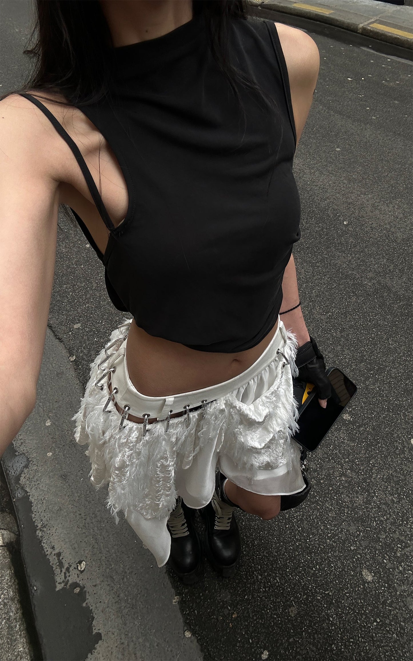 Asymmetrical Strap Cropped Tank Top