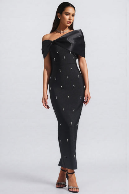 Elerid Diamond Bow Bandage Maxi Dress