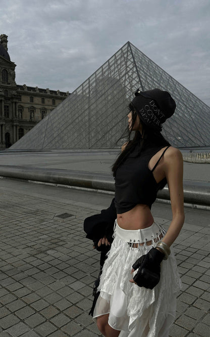 Asymmetrical Strap Cropped Tank Top
