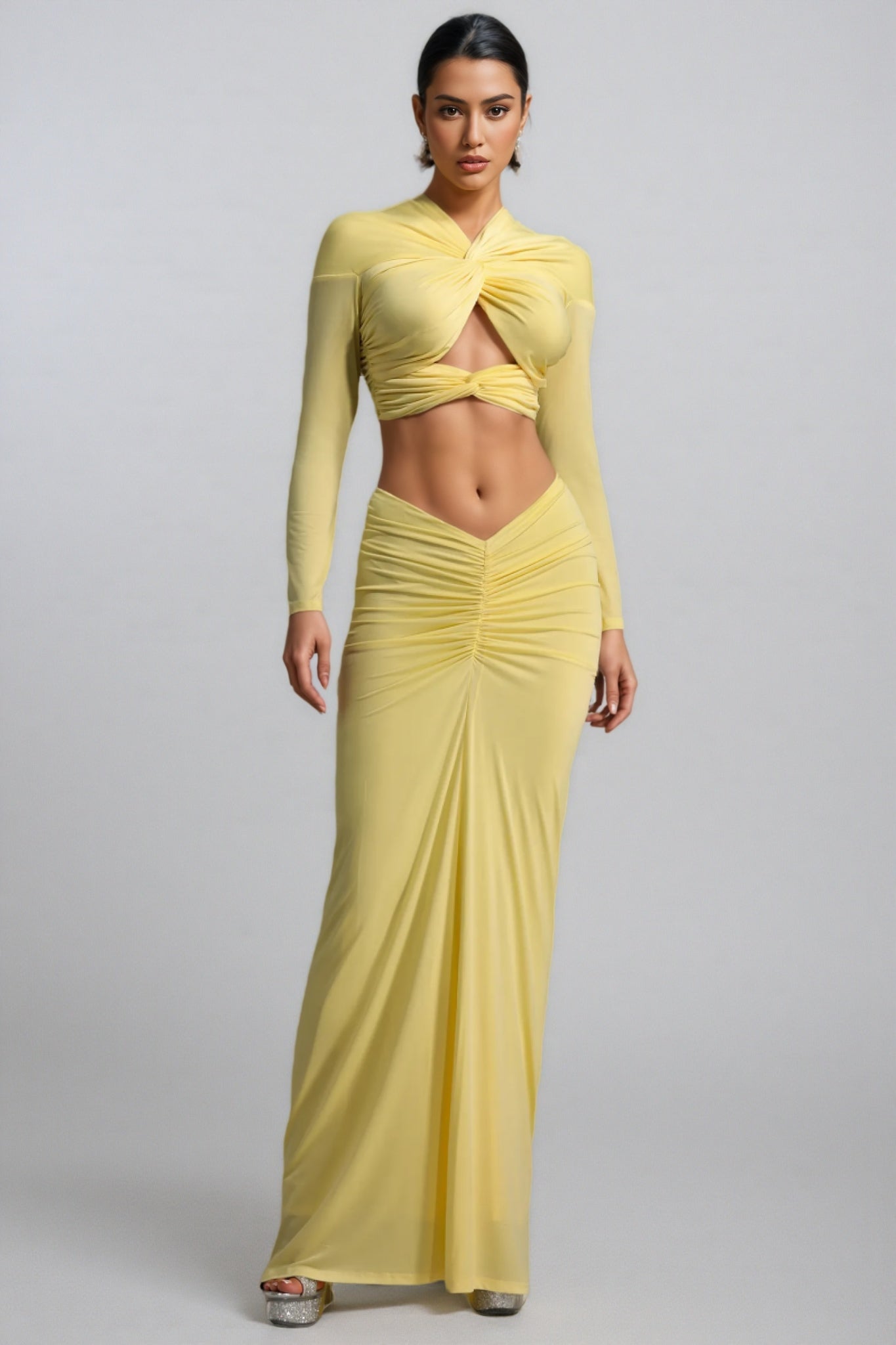 Raelse Long Sleeve Twisted Maxi Dress