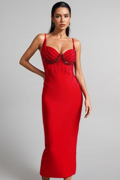 Georgiana Sleeveless Diamond Bandage Maxi Dress