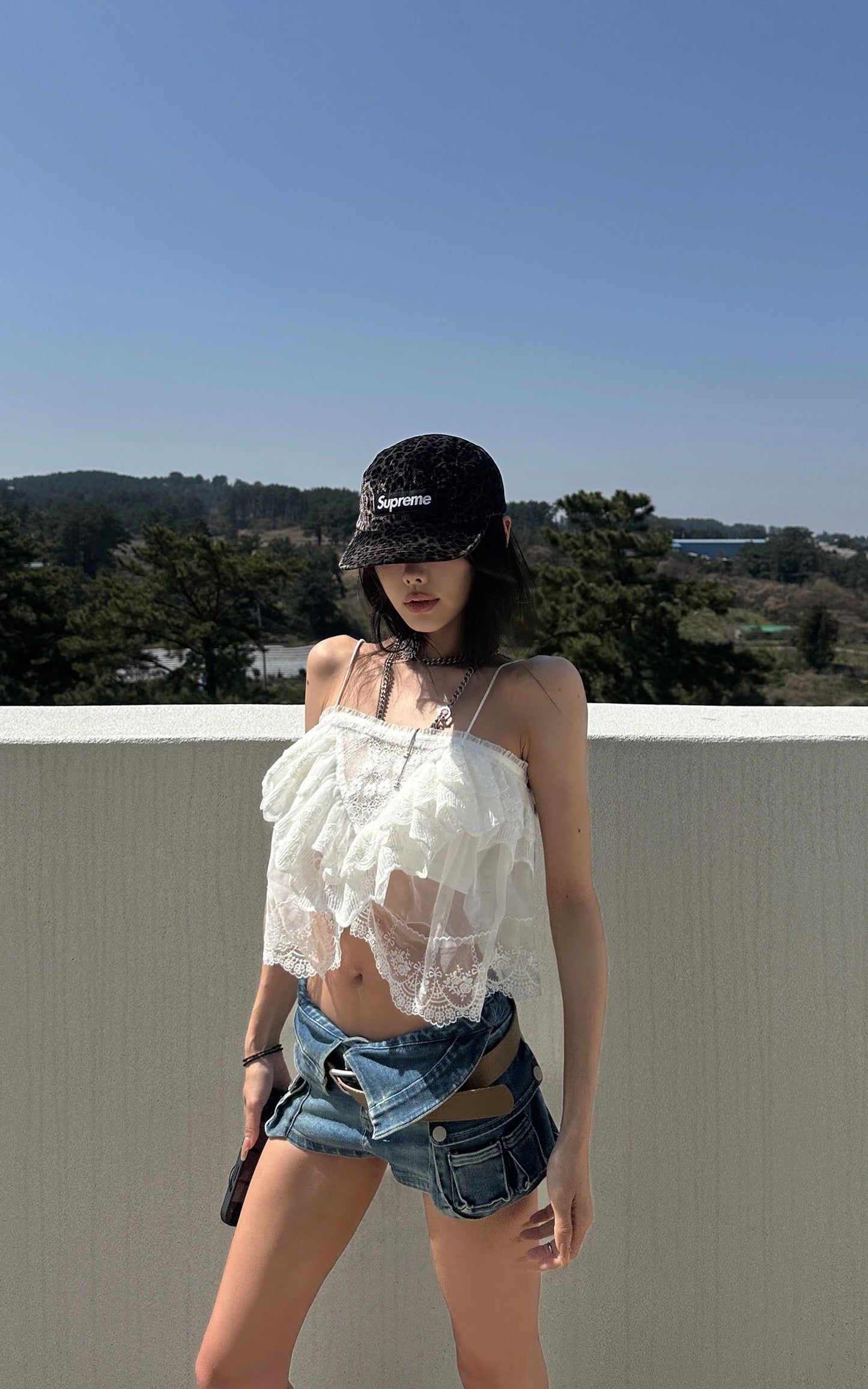 Layered Lace Mesh Cami Top