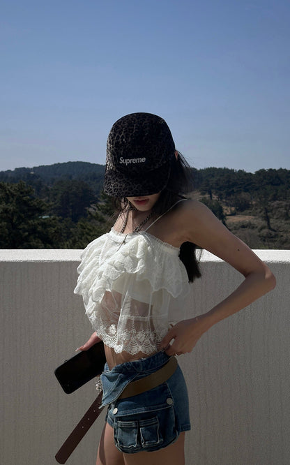 Layered Lace Mesh Cami Top