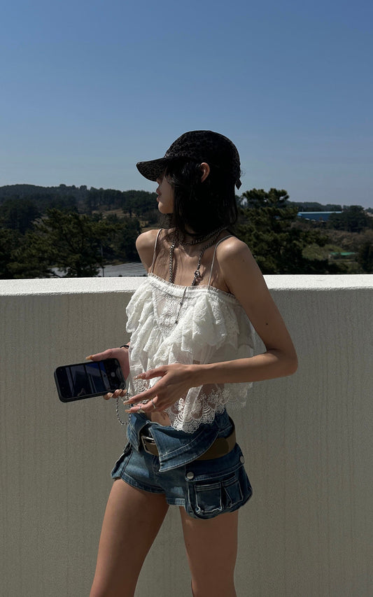 Layered Lace Mesh Cami Top