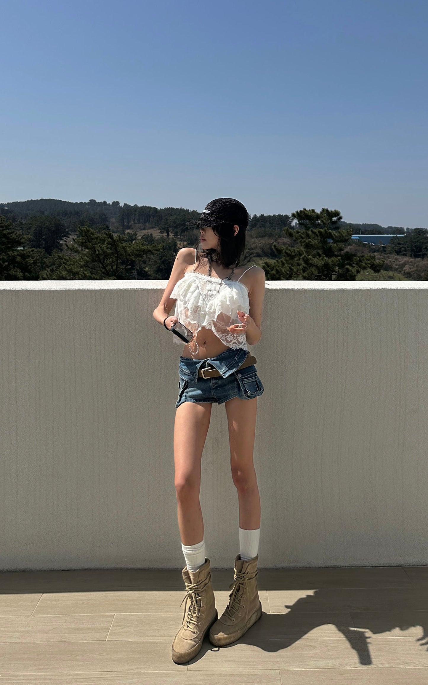 Layered Lace Mesh Cami Top
