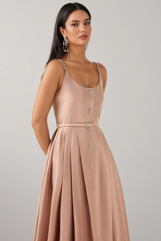 Josia Rhinestone Sleeveless Midi Dress