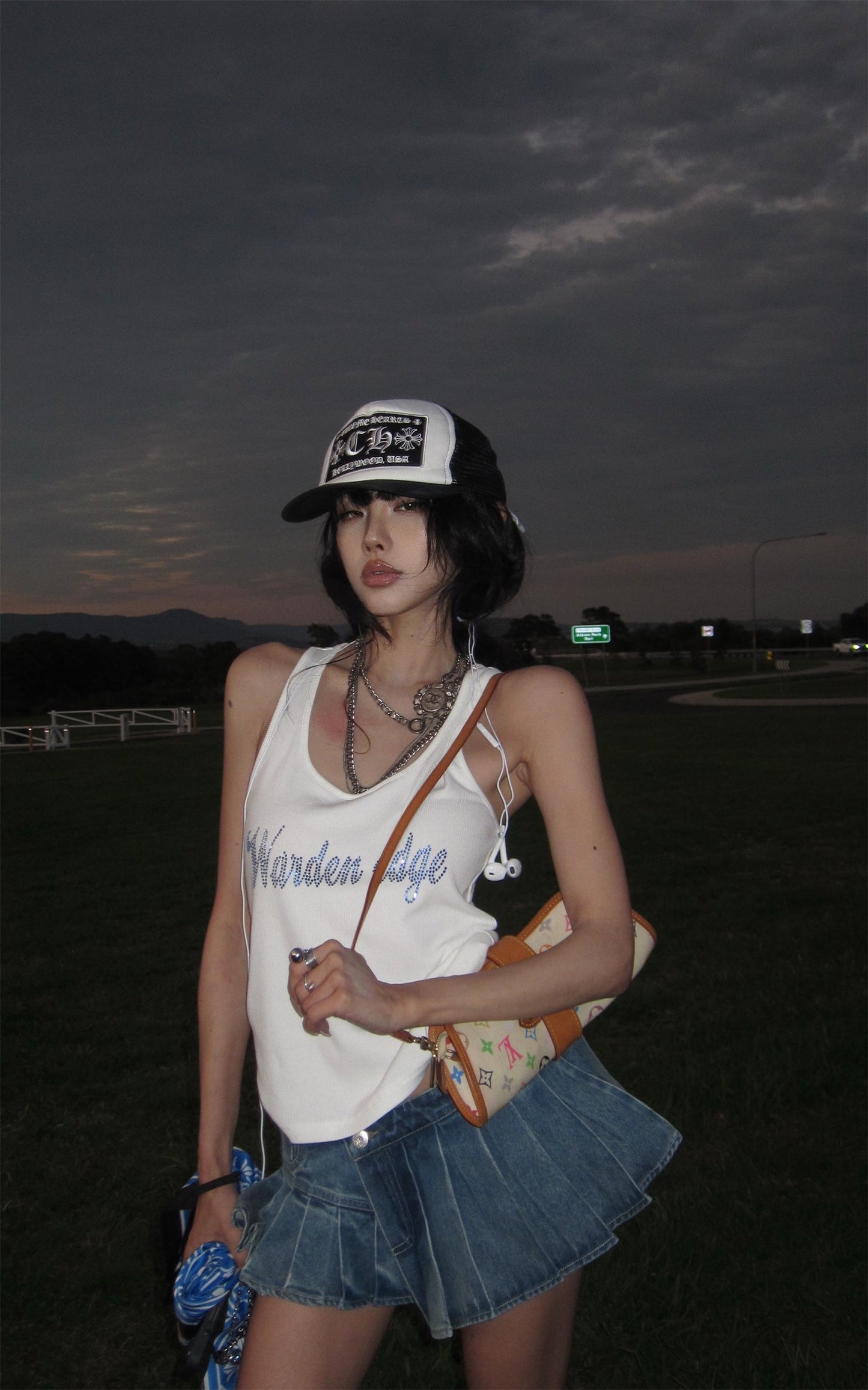 Ribbed Cotton Slim Racer Tank Top