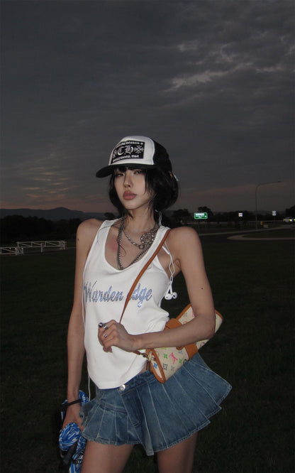 Ribbed Cotton Slim Racer Tank Top