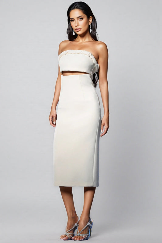 Quinety Strapless Hollow Midi Dress