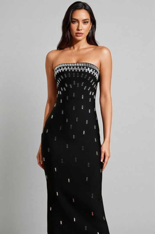 Ena Sleeveless Diamond Bandage Midi Dress