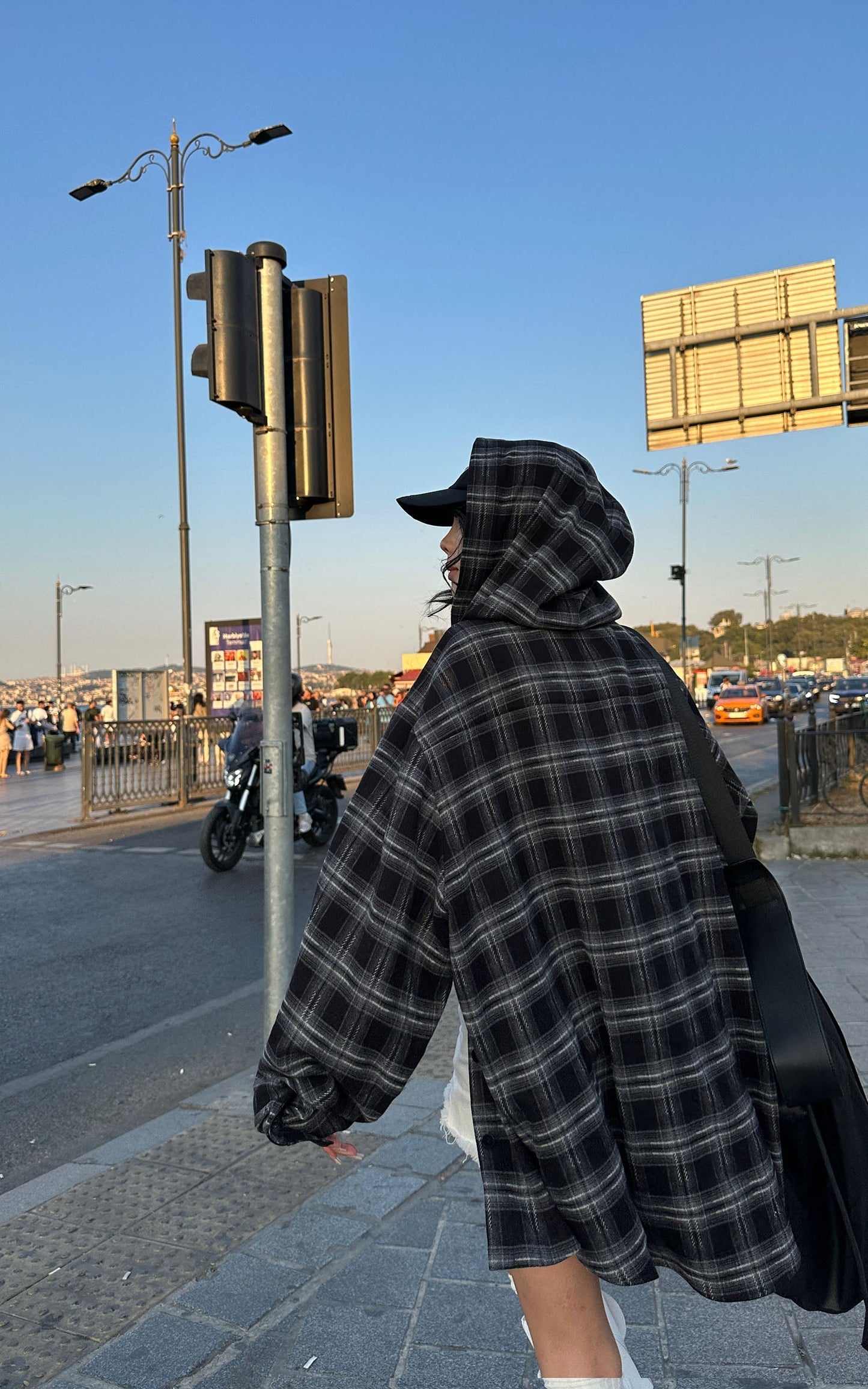 Plaid Hooded Shirt Jacket with Matching Plaid Tube Top Set