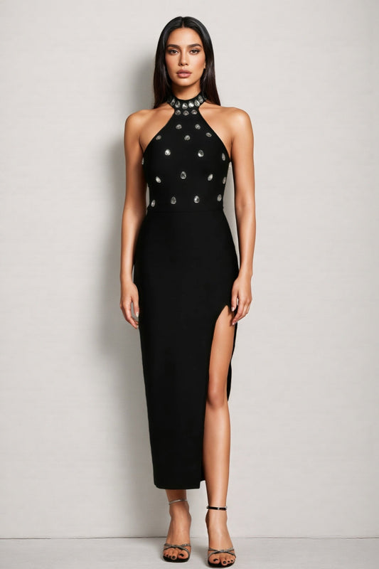Weirdo Sleeveless Diamond Slit Bandage Midi Dress