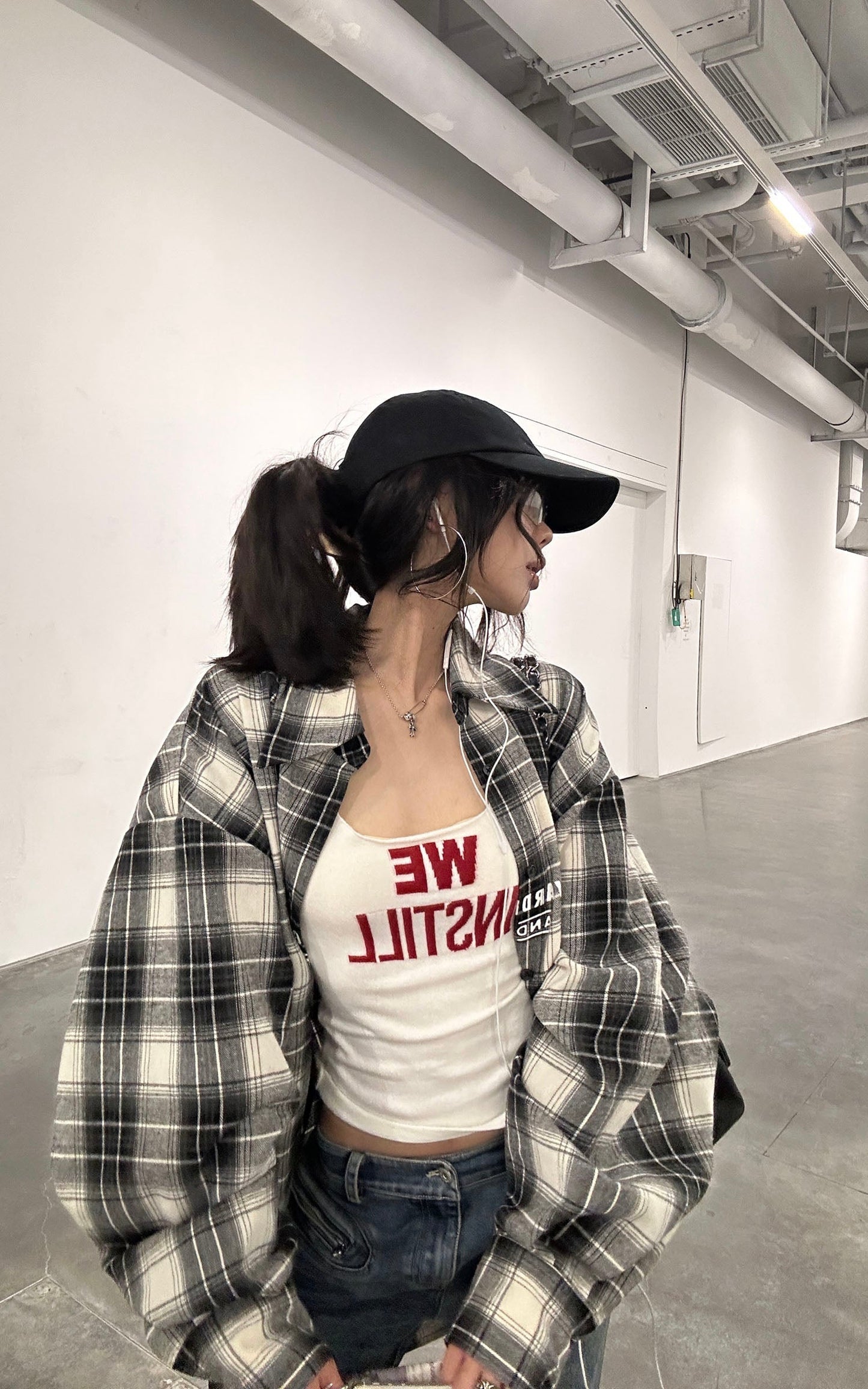 Textured Knit Tank Top with “WE INSTILLâ€?Jacquard Logo