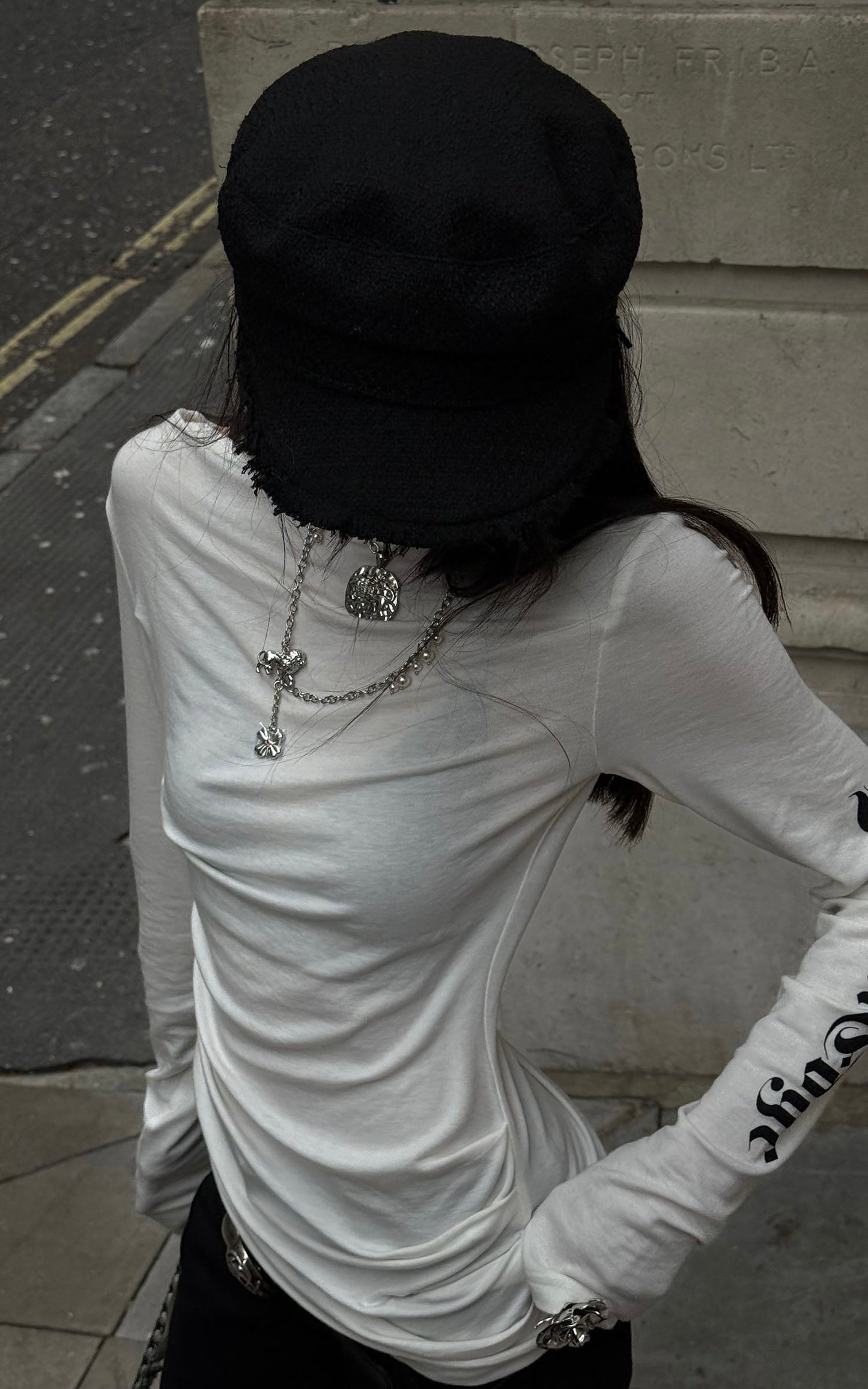 Asymmetric Draped Long Sleeve Fitted Top
