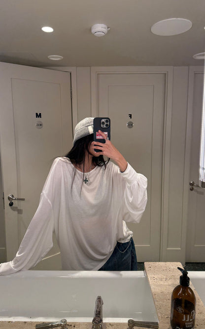 Relaxed Fit Long Sleeve Jersey Top