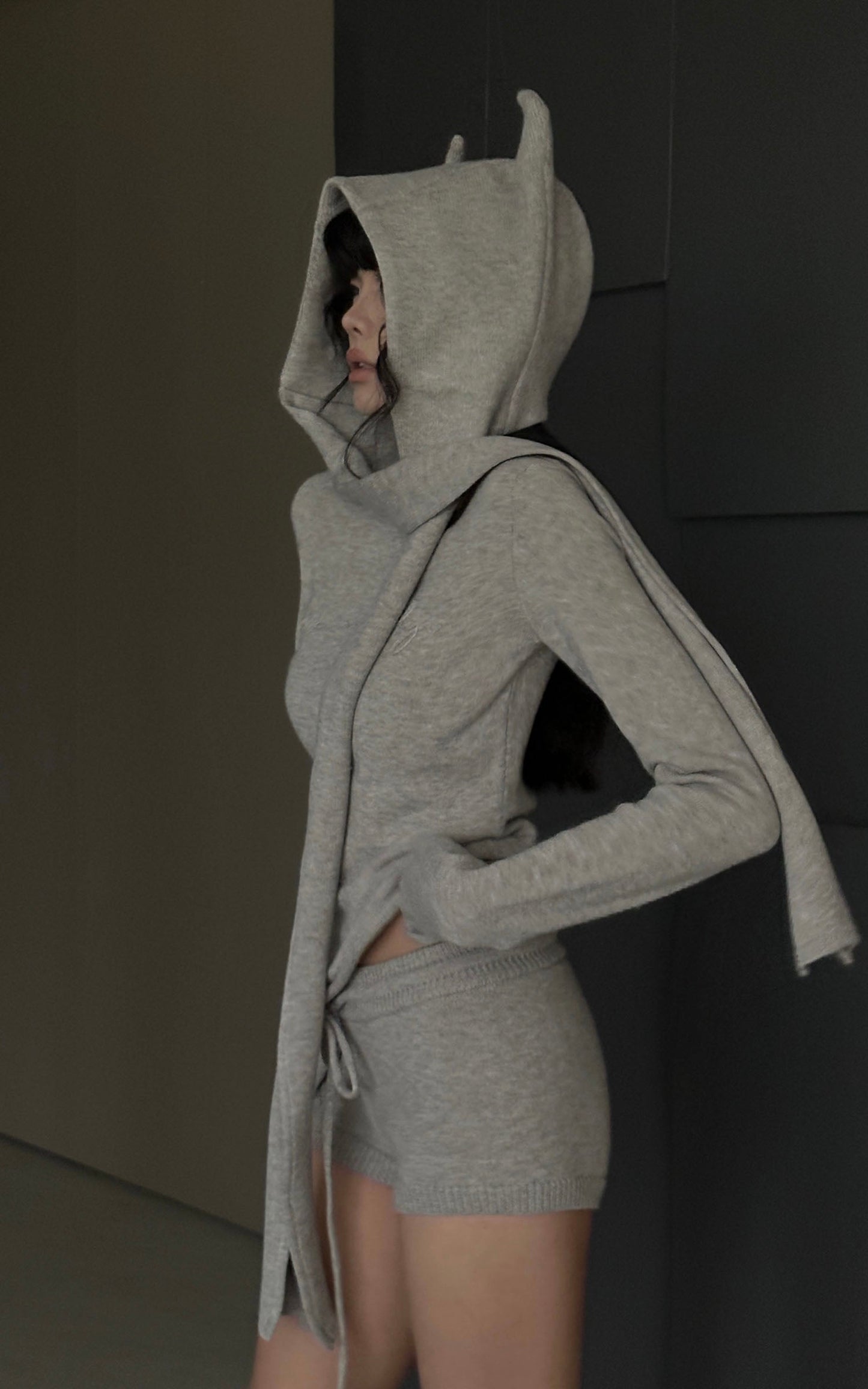 Knit Devil-Horn Top and Shorts Set