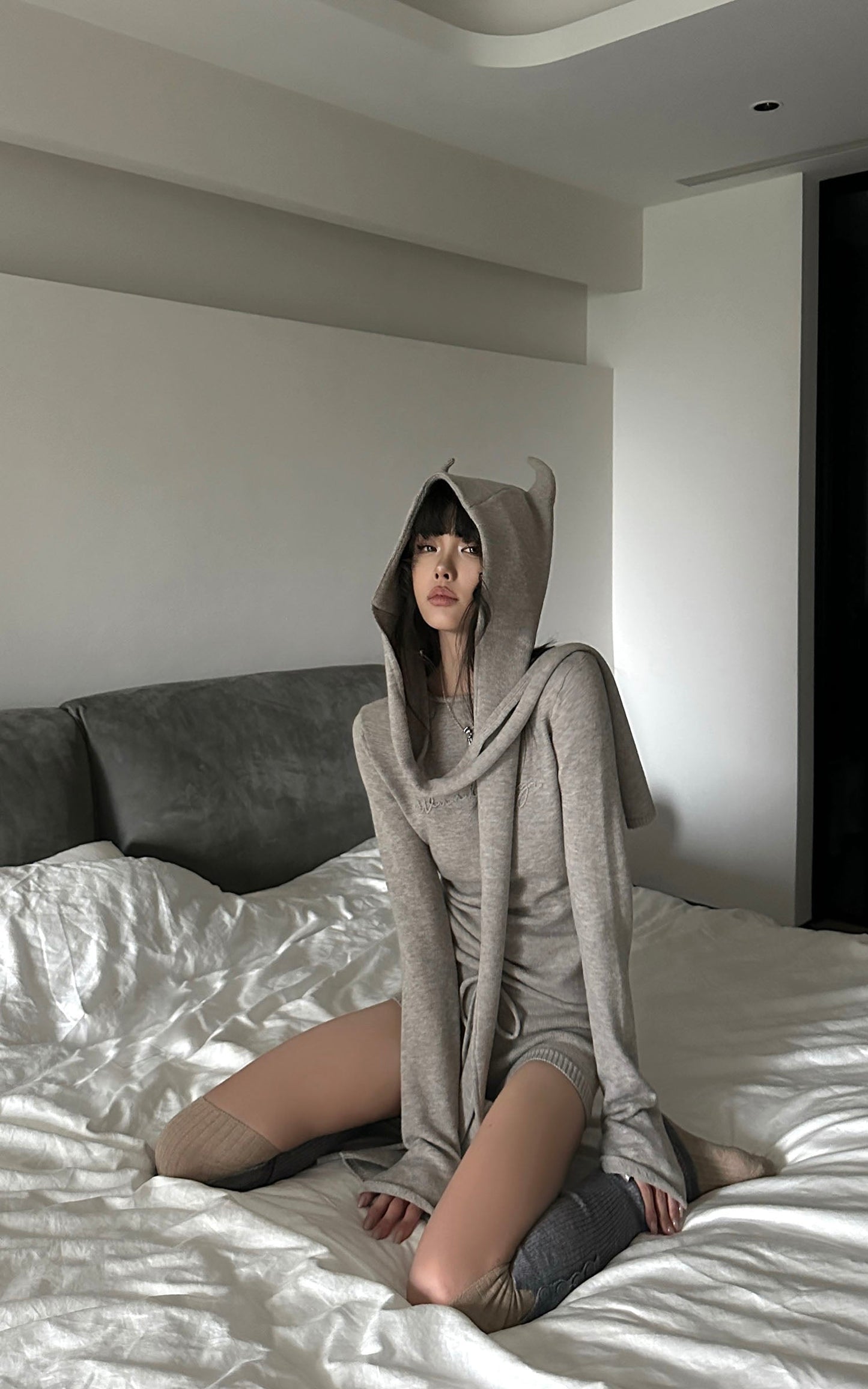 Knit Devil-Horn Top and Shorts Set