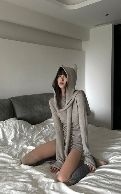 Knit Devil-Horn Top and Shorts Set