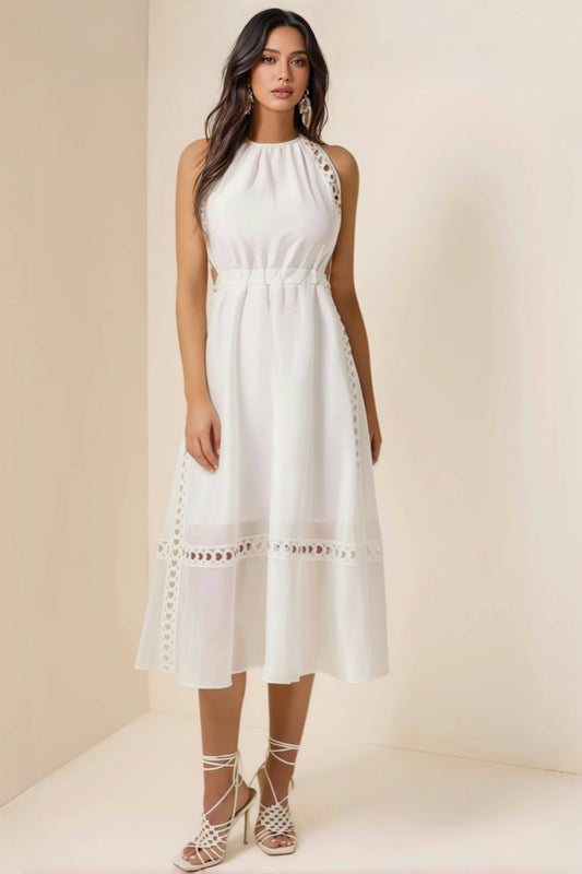 Shirle Heart Shape Lace Halter Neck Midi Dress