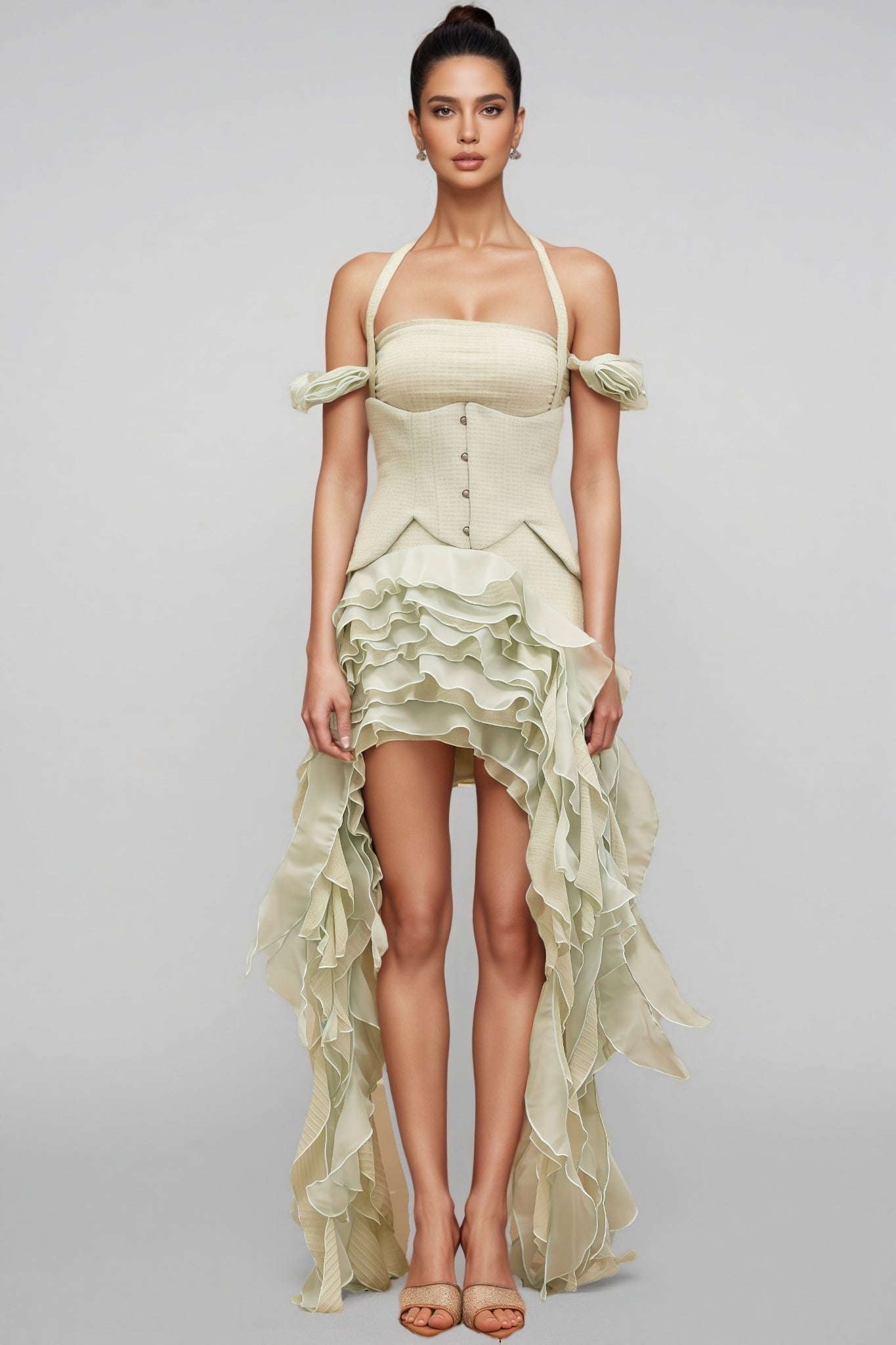 Daele Hanging Neck Fringe Mini Dress