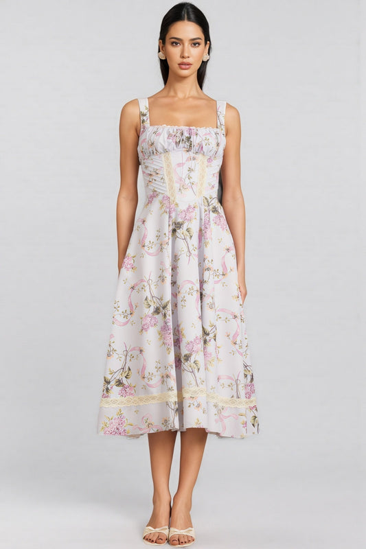 Zarlt Lace Up Backless Midi Dress