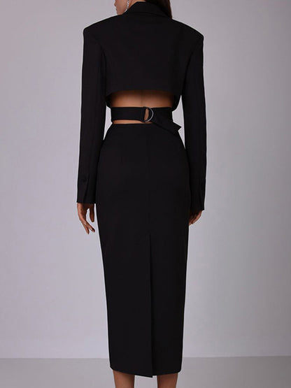 Cutout Blazer Dress Long Sleeve Spring Midi Dress For Women 2026