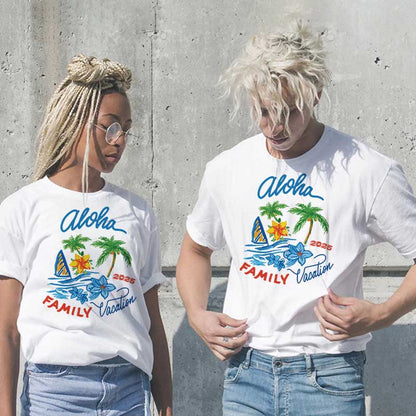 Camiseta informal de algodón con estampado de letras para hombre y mujer, talla grande, manga corta y cuello redondo