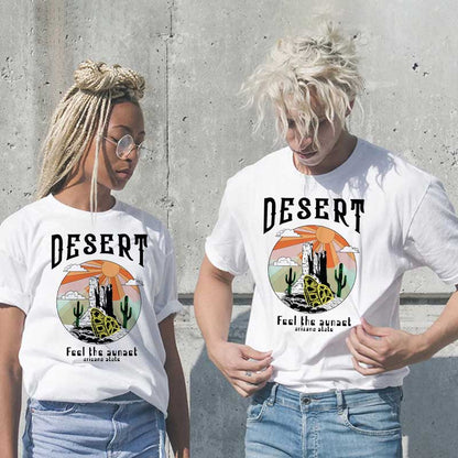 Camiseta informal de algodón con estampado de letras para hombre y mujer, talla grande, manga corta y cuello redondo
