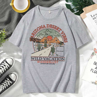 Camiseta informal de algodón con estampado de letras para hombre y mujer, talla grande, manga corta y cuello redondo