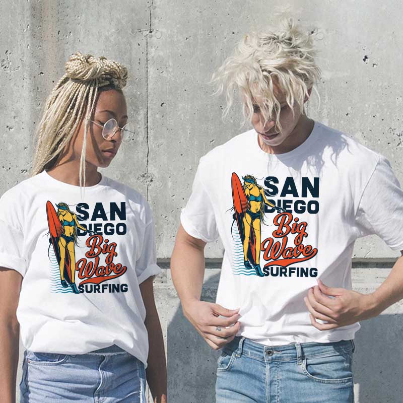 Camiseta informal de algodón con estampado de letras para hombre y mujer, talla grande, manga corta y cuello redondo
