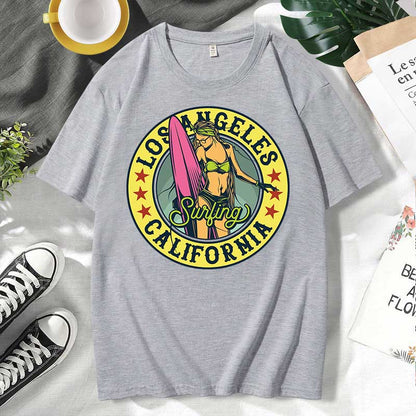 Camiseta informal de algodón con estampado de letras para hombre y mujer, talla grande, manga corta y cuello redondo