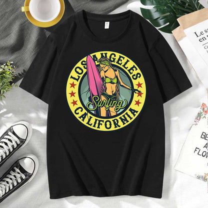 Camiseta informal de algodón con estampado de letras para hombre y mujer, talla grande, manga corta y cuello redondo