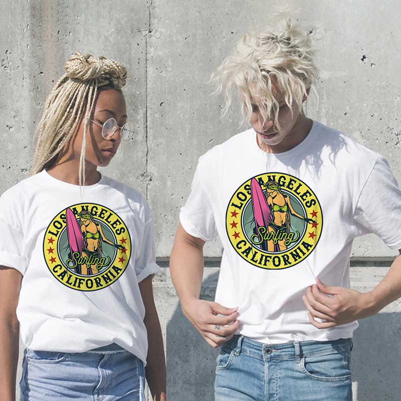 Camiseta informal de algodón con estampado de letras para hombre y mujer, talla grande, manga corta y cuello redondo