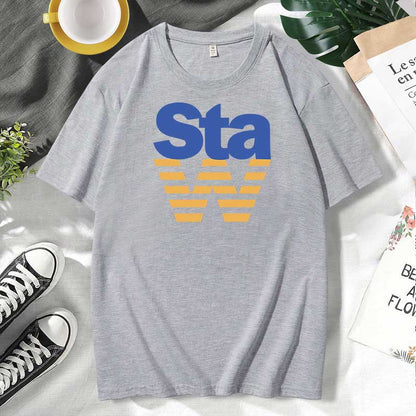 Camiseta informal de algodón con estampado de letras para hombre y mujer, talla grande, manga corta y cuello redondo