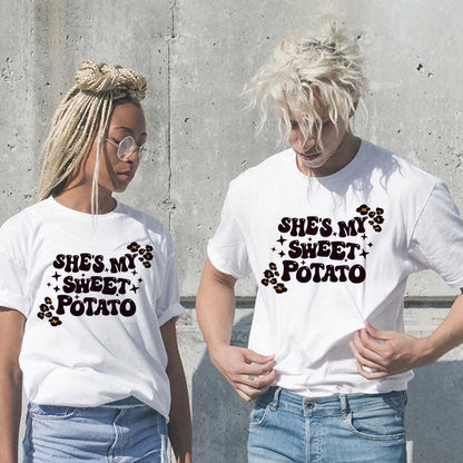 Camiseta informal de algodón con estampado de letras para hombre y mujer, talla grande, manga corta y cuello redondo