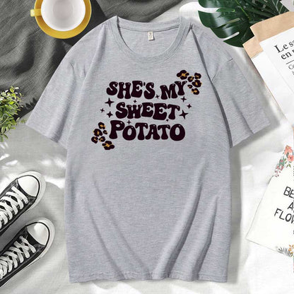 Camiseta informal de algodón con estampado de letras para hombre y mujer, talla grande, manga corta y cuello redondo