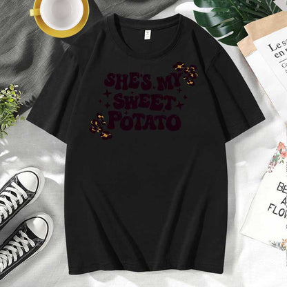 Camiseta informal de algodón con estampado de letras para hombre y mujer, talla grande, manga corta y cuello redondo