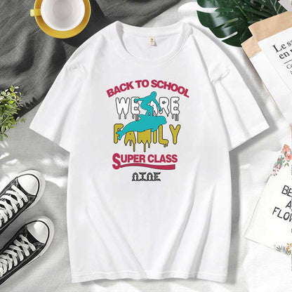 Camiseta informal de algodón con estampado de letras para hombre y mujer, talla grande, manga corta y cuello redondo
