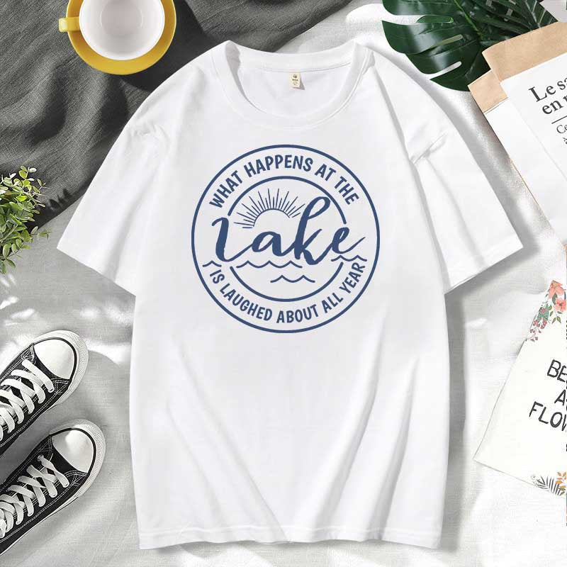 Camiseta informal de algodón con estampado de letras para hombre y mujer, talla grande, manga corta y cuello redondo