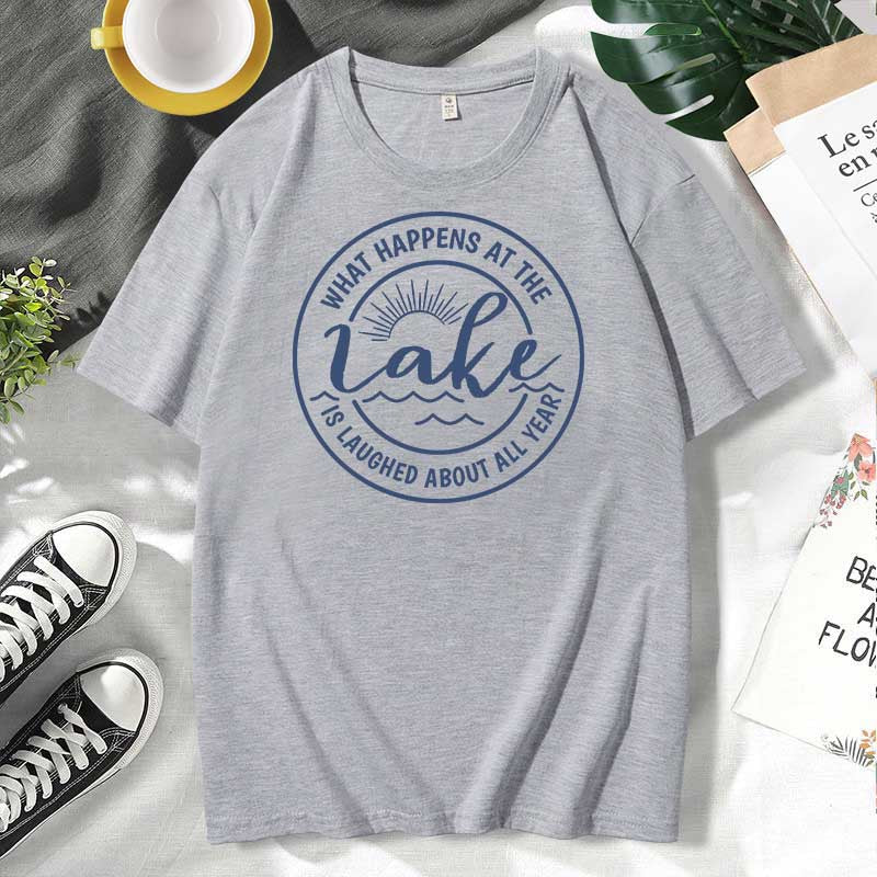 Camiseta informal de algodón con estampado de letras para hombre y mujer, talla grande, manga corta y cuello redondo
