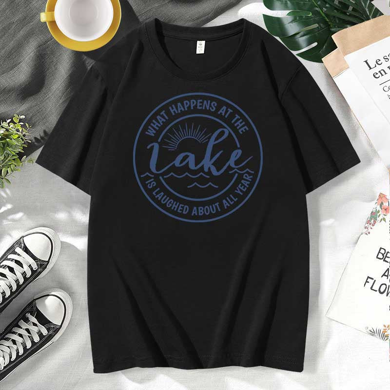 Camiseta informal de algodón con estampado de letras para hombre y mujer, talla grande, manga corta y cuello redondo