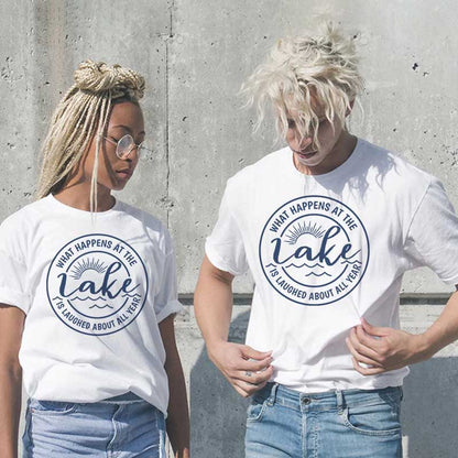 Camiseta informal de algodón con estampado de letras para hombre y mujer, talla grande, manga corta y cuello redondo