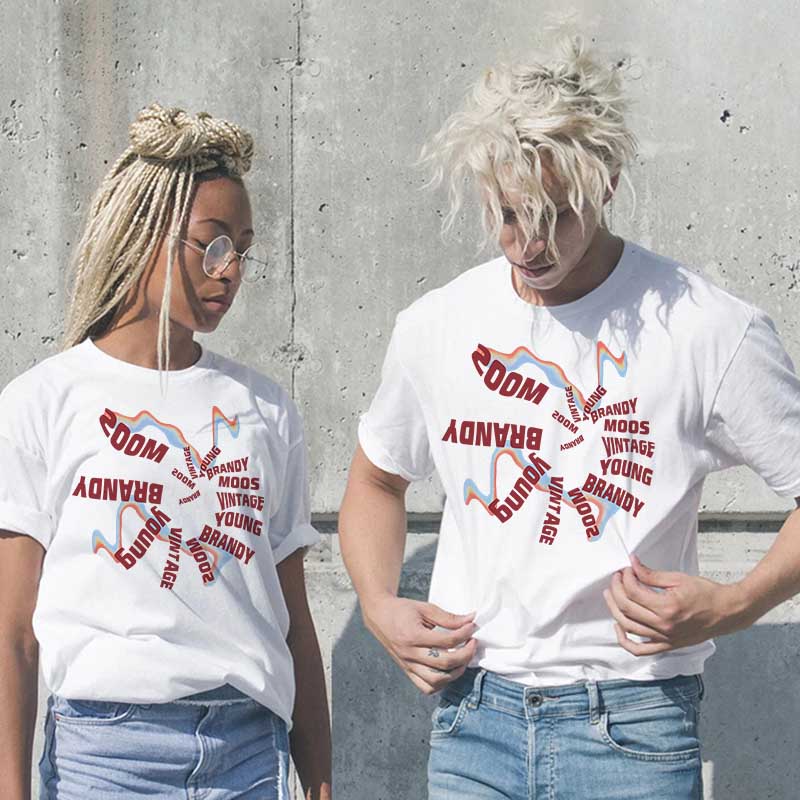 Camiseta informal de algodón con estampado de letras para hombre y mujer, talla grande, manga corta y cuello redondo