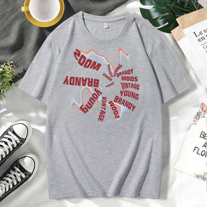Camiseta informal de algodón con estampado de letras para hombre y mujer, talla grande, manga corta y cuello redondo