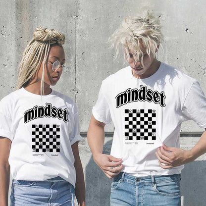 Camiseta informal de algodón con estampado de letras para hombre y mujer, talla grande, manga corta y cuello redondo