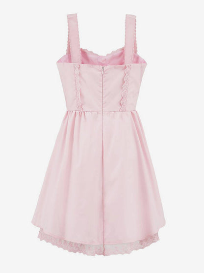 Soft Pink Lace-Trimmed Mini Dress For Summer 2026