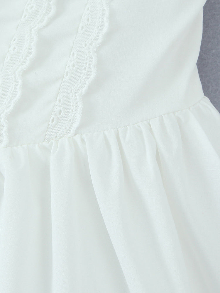 Butter Yellow Sleeveless Lace-Trimmed Mini Corset Dress With Lace-up Back 2026