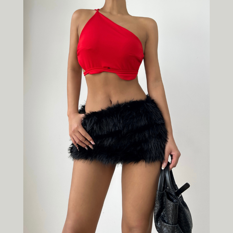 One shoulder sweetheart pattern top  | Festival Outfits Women