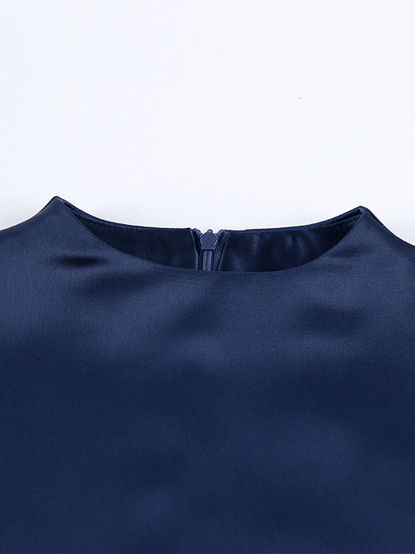 Satin Cape Sleeve High Neck Bodycon Mini Dress For Women 2026